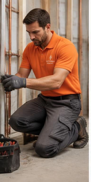 Tradesperson wearing charcoal cargo trousers on site